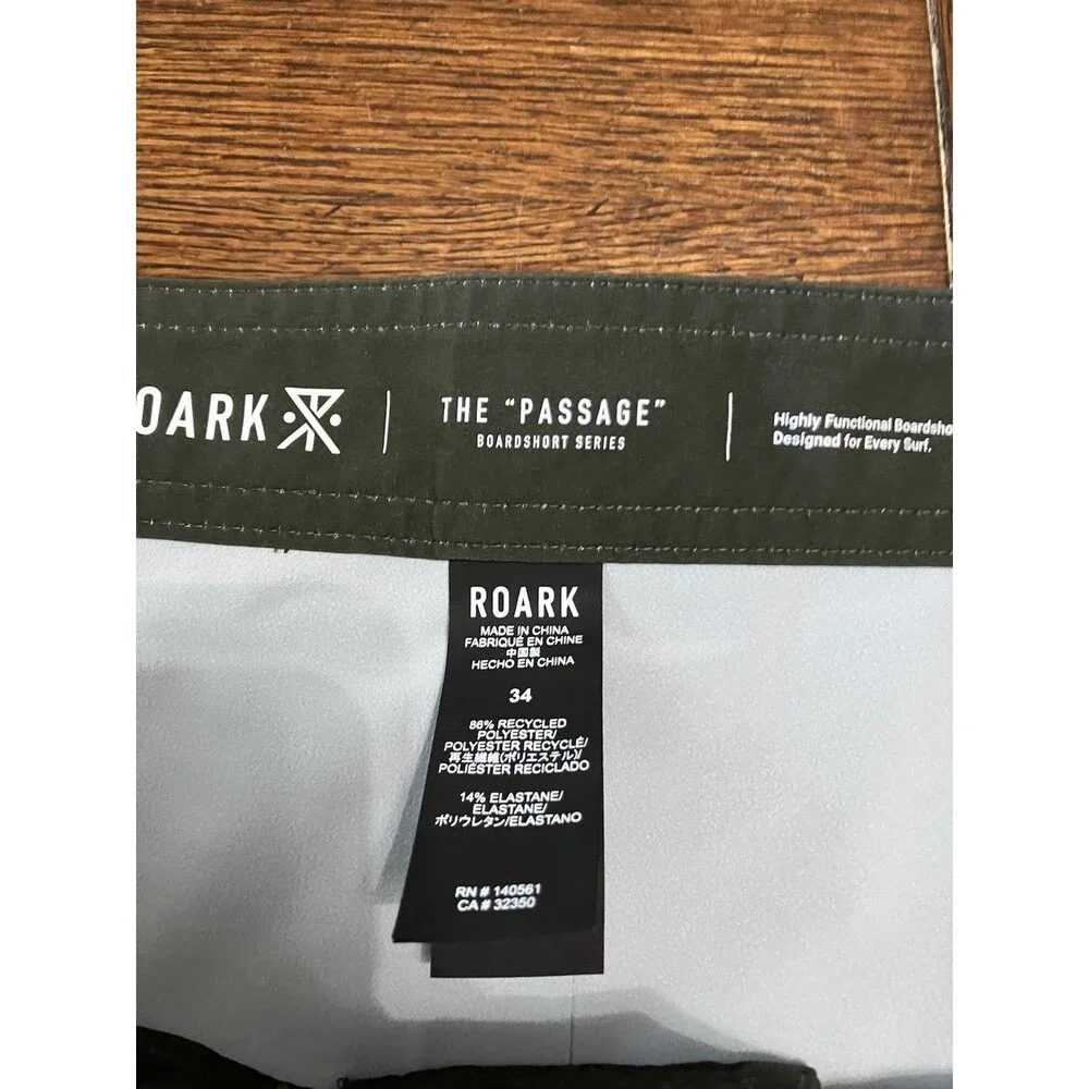 Roark Men's 34 Passage Primo 18 inch Island Time Board Shorts Swim Dark Military
